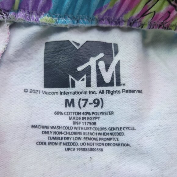 MTV Juniors Fleece Shorts Pockets Medium Tie Dye All Over Print Elastic Waist - Picture 5 of 5
